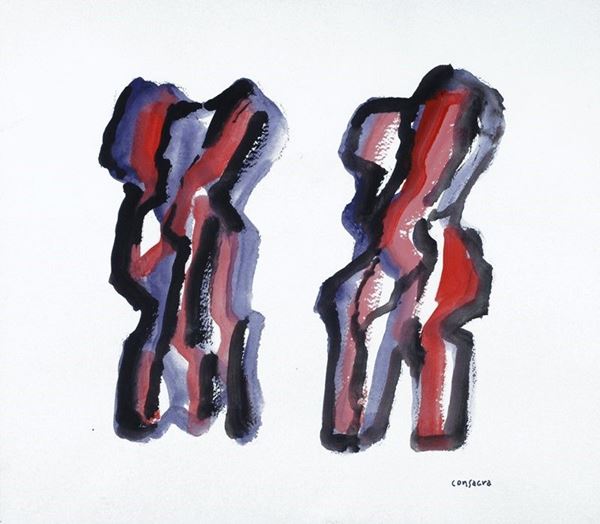 Pietro Consagra : Composizione  - Tecnica mista su carta - Auction Arte moderna e contemporanea - III - Galleria Pananti Casa d'Aste