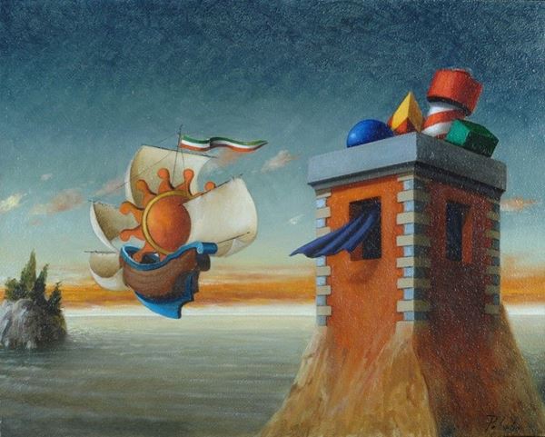 Ciro Palumbo : Partenze  (2008)  - Olio su tela - Auction Arte moderna e contemporanea - III - Galleria Pananti Casa d'Aste