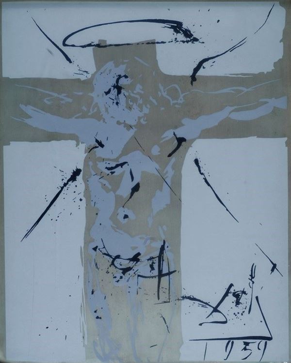Salvador Dal&#236; : Crocifisso  (1959)  - Serigrafia su argento - Asta Arte moderna e contemporanea - III - Galleria Pananti Casa d'Aste