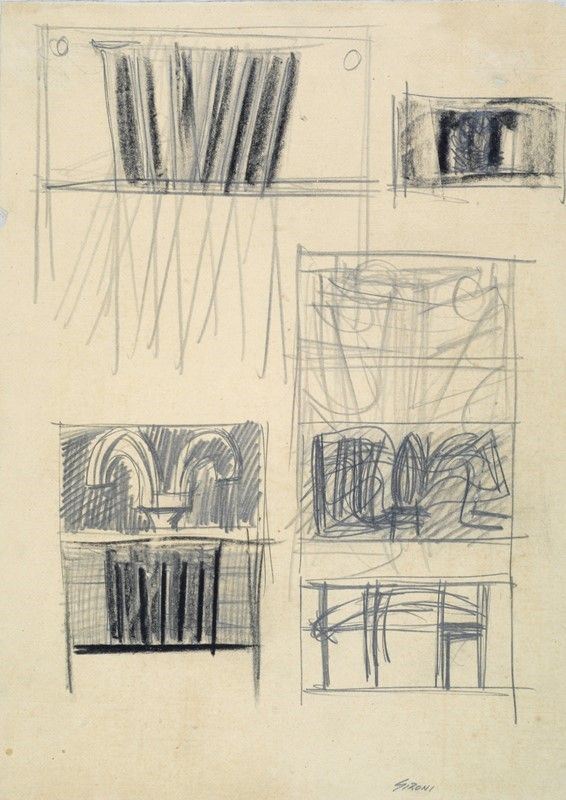 Mario Sironi : Composizioni  - Matita e gesso su carta riportata su tela - Asta Arte moderna e contemporanea - III - Galleria Pananti Casa d'Aste