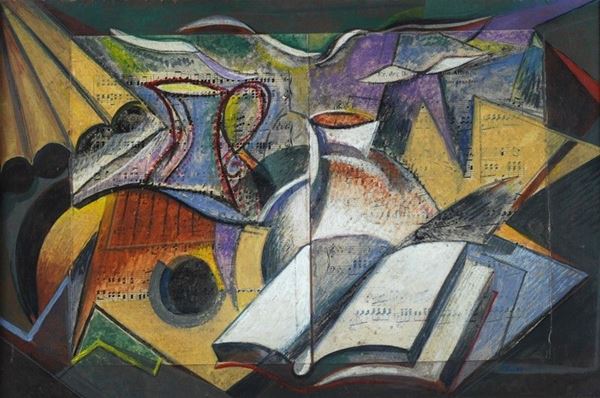 Pippo Oriani - Natura morta con chitarra e libro