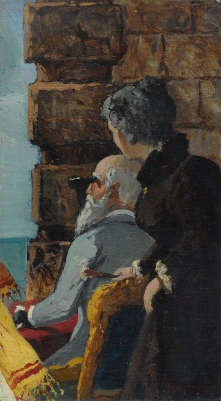Ugo Manaresi : In famiglia  - Olio su tela riportata su legno - Auction Autori del XIX e XX sec. - II - Galleria Pananti Casa d'Aste