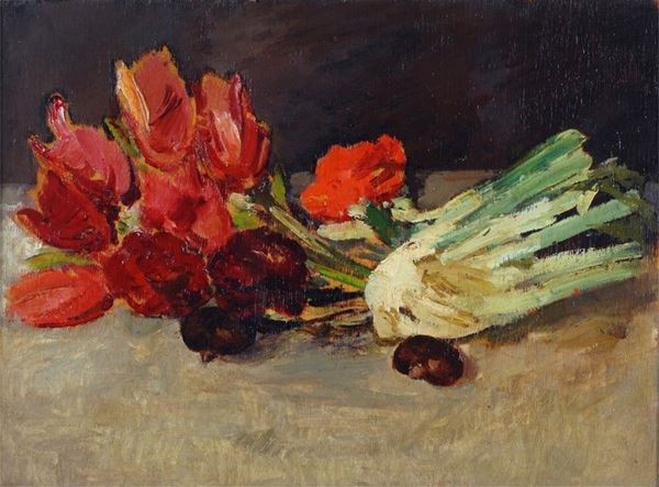 Giovanni Bartolena - Natura morta con tulipani