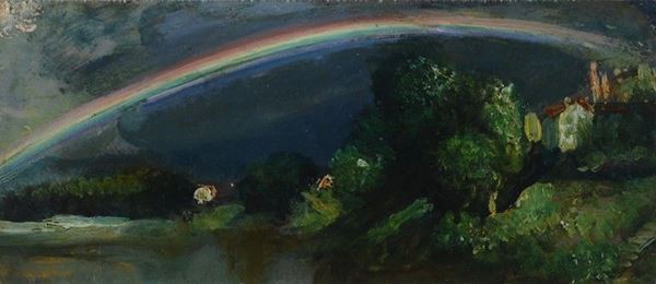 Armando Spadini - Paesaggio con arcobaleno