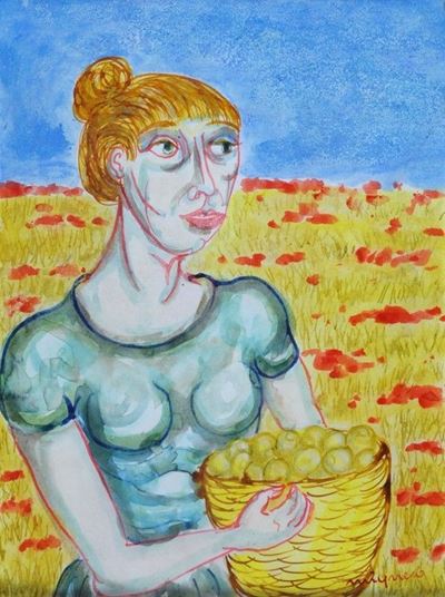 Donna con Cesto di Limoni