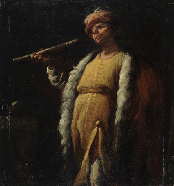 Attr. a Gottfried Schlaken : Ritratto di un musicante   - Olio su tavola - Asta STORART - GIOIELLI, ANTIQUARIATO - I - Galleria Pananti Casa d'Aste