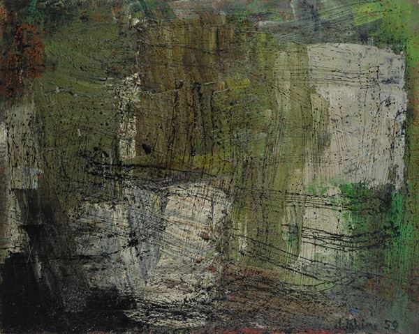 Alfredo Chighine : Pioggia sul mare  (1959)  - Olio su tela - Auction Arte moderna e contemporanea - III - Galleria Pananti Casa d'Aste
