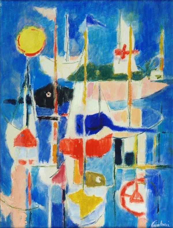 Enrico Paulucci : Barche  - Olio su tela - Auction Arte moderna e contemporanea - III - Galleria Pananti Casa d'Aste