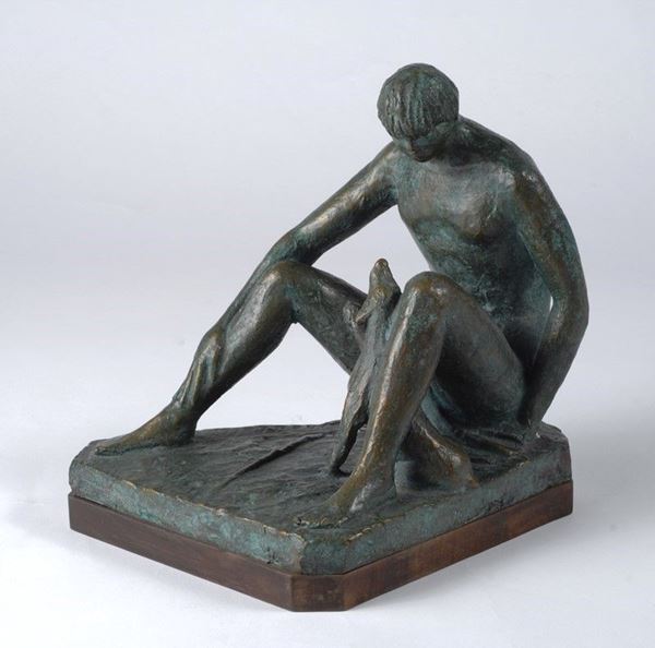 Antonio Cappelletti : Figura con cane  - Bronzo - Asta STORART - ARTE MODERNA E CONTEMPORANEA - IV - Galleria Pananti Casa d'Aste