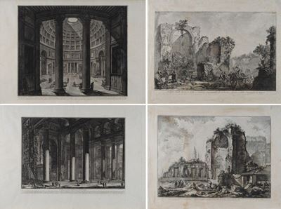 Lotto Composto da Quattro Stampe Tratte dalle "vedute di Roma Disegnate ed Incise da Giambattista...