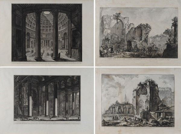 Francesco Piranesi - Lotto composto da quattro stampe tratte dalle "Vedute di Roma disegnate ed incise da Giambattista Piranesi Architetto Veneziano".