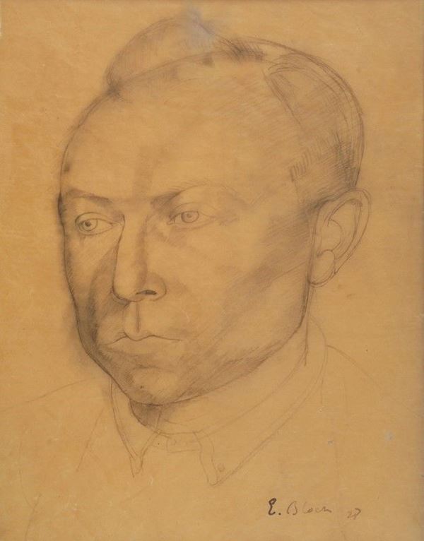 E. Bloch : Self portrait  (1928)  - Pencil on paper - Auction AUTHORS OF XIX AND XX CENTURY - Galleria Pananti Casa d'Aste