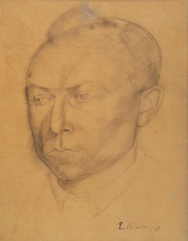 E. Bloch : Autoritratto  (1928)  - Matita su carta - Asta AUTORI DEL XIX E XX SEC - Galleria Pananti Casa d'Aste