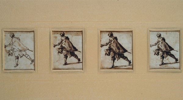 Jaques Callot : Quattro studi di figura   - Inchiostro su carta - Asta ANTIQUARIATO - Galleria Pananti Casa d'Aste