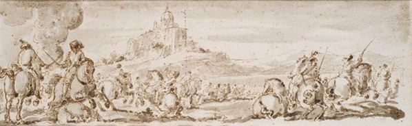 Scuola Italia Centrale, XVII sec. : Battaglia  - Inchiostro su carta - Auction Antiquariato - I - Galleria Pananti Casa d'Aste