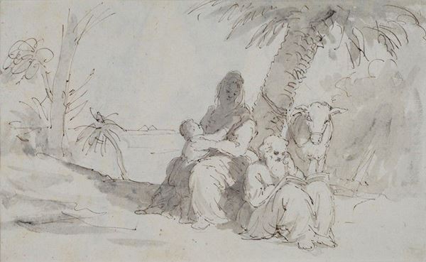 Scuola Italia Settentrionale, fine XVIII sec. : Fuga in Egitto  - Auction ANTIQUES - Galleria Pananti Casa d'Aste