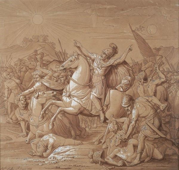 Alessandro Maffei : Battaglia  (1859)  - Inchiostro e biacca su carta - Asta ARTE MODERNA - Galleria Pananti Casa d'Aste
