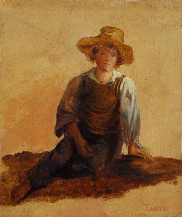 Anonimo, XIX sec. : Piccolo mendicante  - Olio su carta riportata su tela - Auction STORART - AUTORI DEL XIX E XX SEC - III - Galleria Pananti Casa d'Aste