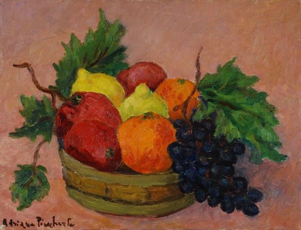 Adriana Pincherle : Il mastello di frutta  - Olio su tela - Asta STORART - ARTE MODERNA E CONTEMPORANEA - IV - Galleria Pananti Casa d'Aste