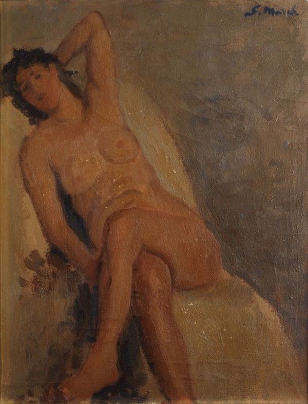 Giovanni March : Nudo  ((1948))  - Olio su tela - Asta Autori del XIX e XX sec. - II - Galleria Pananti Casa d'Aste