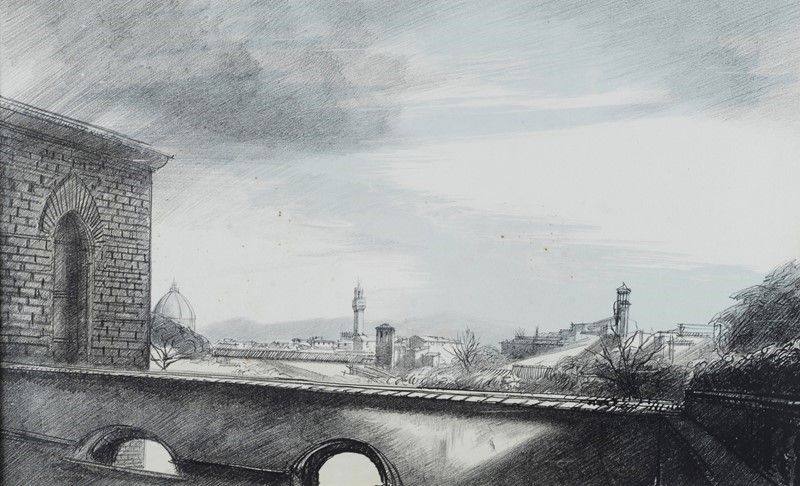 Quattro stampe con vedute di Firenze