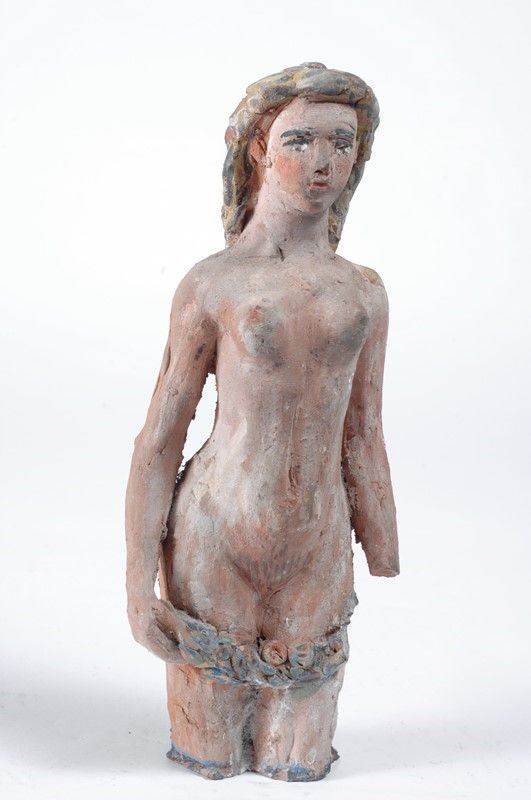 Giannetto Mannucci : Bagnante  - Terracotta dipinta - Asta STORART - ARTE MODERNA E CONTEMPORANEA - IV - Galleria Pananti Casa d'Aste