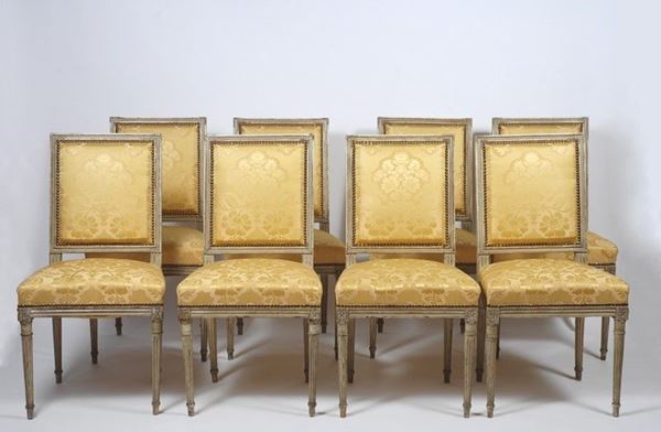 Otto sedie in stile Luigi XVI  - Asta Antiquariato - I - Galleria Pananti Casa d'Aste