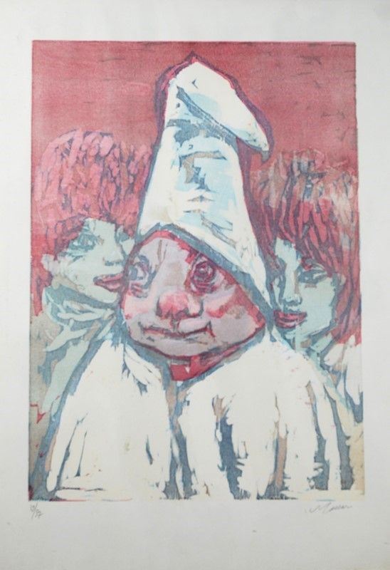 Mino Maccari : Tre figure  - Linoleografia   - Auction GRAFICA ED EDIZIONI - Galleria Pananti Casa d'Aste