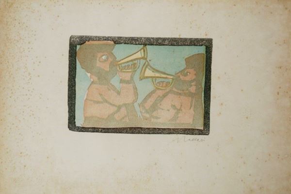 Mino Maccari : Musici  - Linoleografia - Asta GRAFICA ED EDIZIONI - Galleria Pananti Casa d'Aste