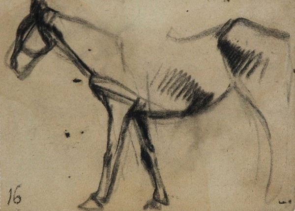 Arturo Checchi : Studio per cavallo  (1916)  - Matita su carta - Asta ARTURO CHECCHI Disegni ed incisioni - Galleria Pananti Casa d'Aste