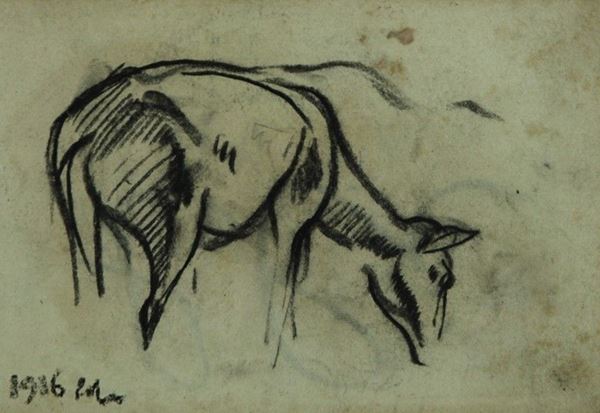 Arturo Checchi : Capra  (1916)  - Matita su carta - Asta ARTURO CHECCHI Disegni ed incisioni - Galleria Pananti Casa d'Aste
