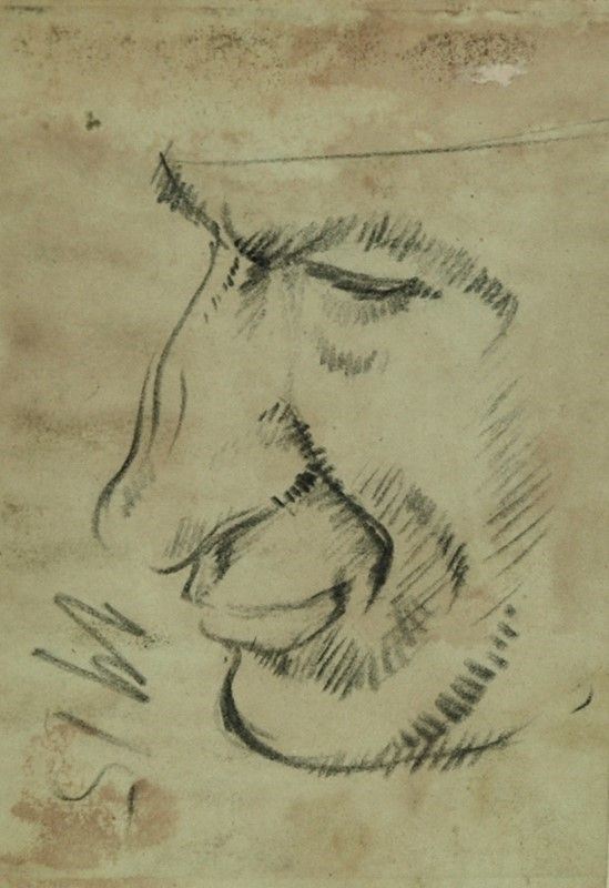 Arturo Checchi : Profilo di uomo  (1915)  - Matita su carta - Asta ARTURO CHECCHI Disegni ed incisioni - Galleria Pananti Casa d'Aste