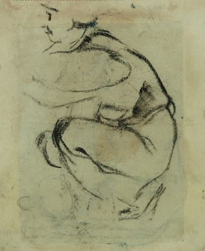 Figura Inginocchiata (fronte); Studio di Cavallo (verso)
