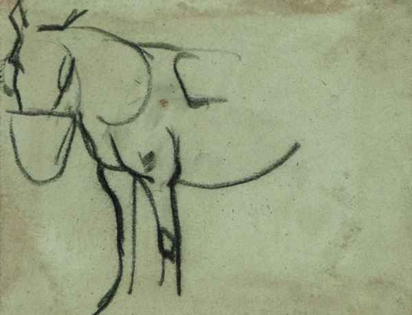 Arturo Checchi : Studio per cavallo  - Matita su carta - Asta ARTURO CHECCHI Disegni ed incisioni - Galleria Pananti Casa d'Aste