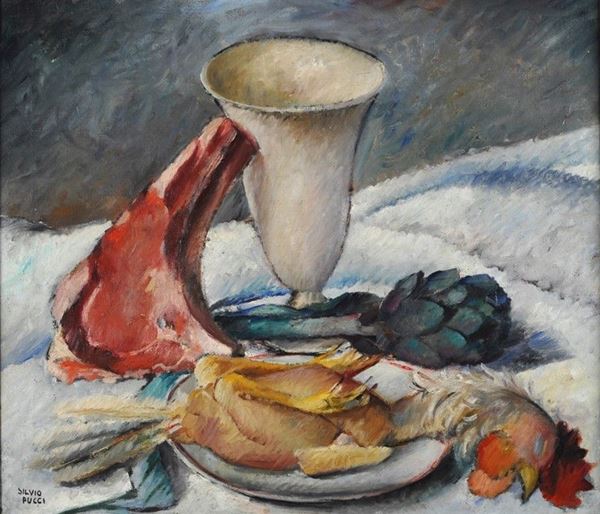 Silvio Pucci : Natura morta  - Olio su tela - Asta Arte Moderna e Contemporanea - III - Galleria Pananti Casa d'Aste