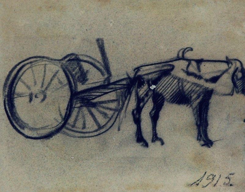Arturo Checchi - Cavallo con Carretto