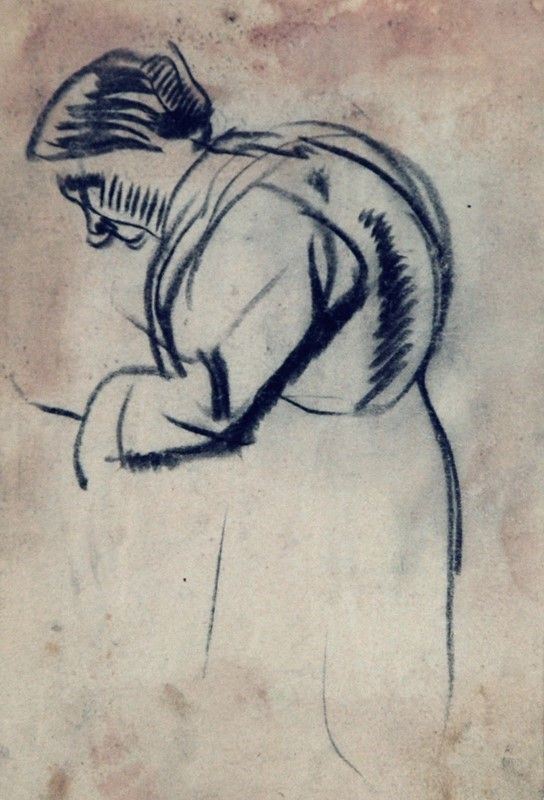 Arturo Checchi : Contadina  - Matita su carta - Auction ARTURO CHECCHI Disegni ed incisioni - Galleria Pananti Casa d'Aste