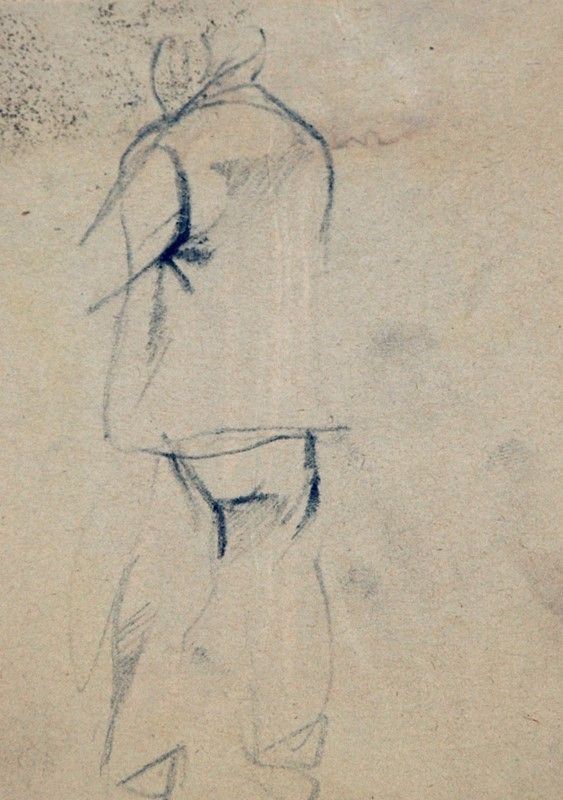 Arturo Checchi : Uomo in piedi  - Matita su carta - Auction ARTURO CHECCHI Disegni ed incisioni - Galleria Pananti Casa d'Aste