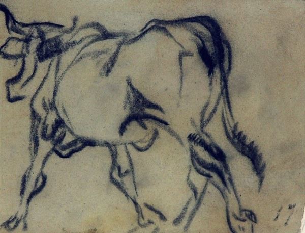 Arturo Checchi : Bue  (1919)  - Matita su carta - Asta ARTURO CHECCHI Disegni ed incisioni - Galleria Pananti Casa d'Aste