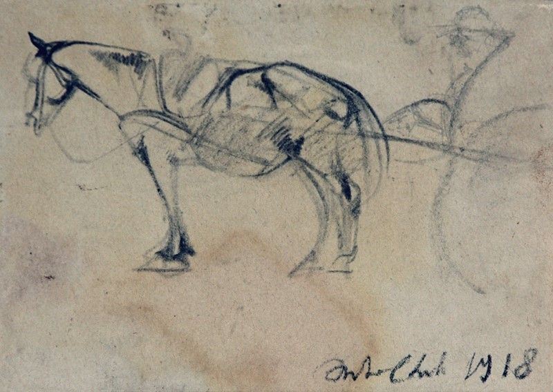 Arturo Checchi - Cavallo con Carro
