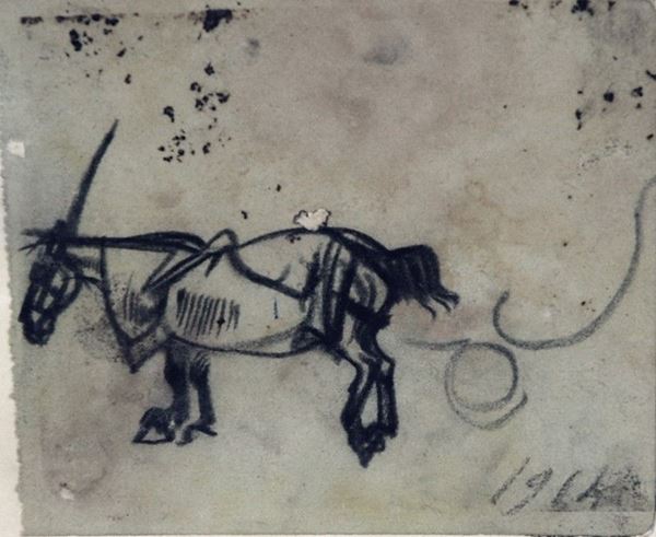 Arturo Checchi : Cavallo  (1919)  - Matita su carta - Asta ARTURO CHECCHI Disegni ed incisioni - Galleria Pananti Casa d'Aste
