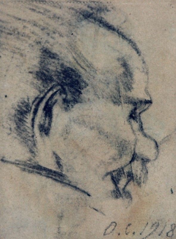 Arturo Checchi : Profilo di uomo  (1918)  - Matita su carta - Asta ARTURO CHECCHI Disegni ed incisioni - Galleria Pananti Casa d'Aste