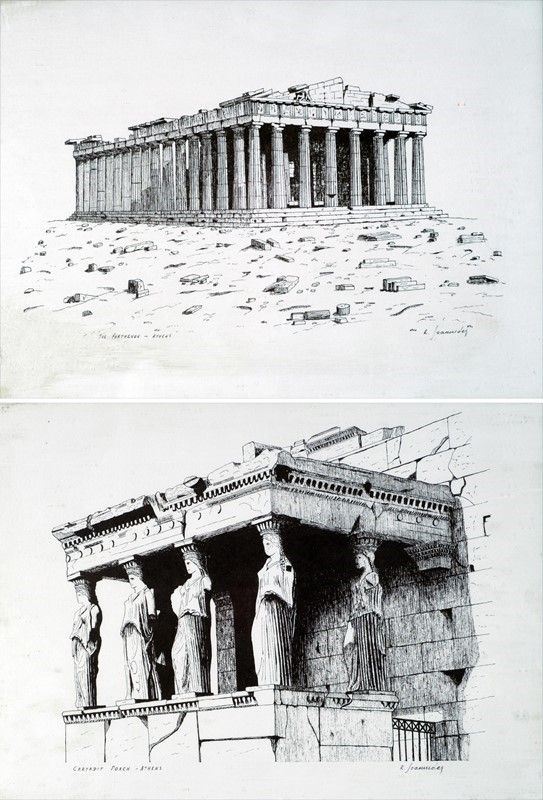 Anonimo, XX Sec. - Partenone; Cariatidi del Portico del Partenone