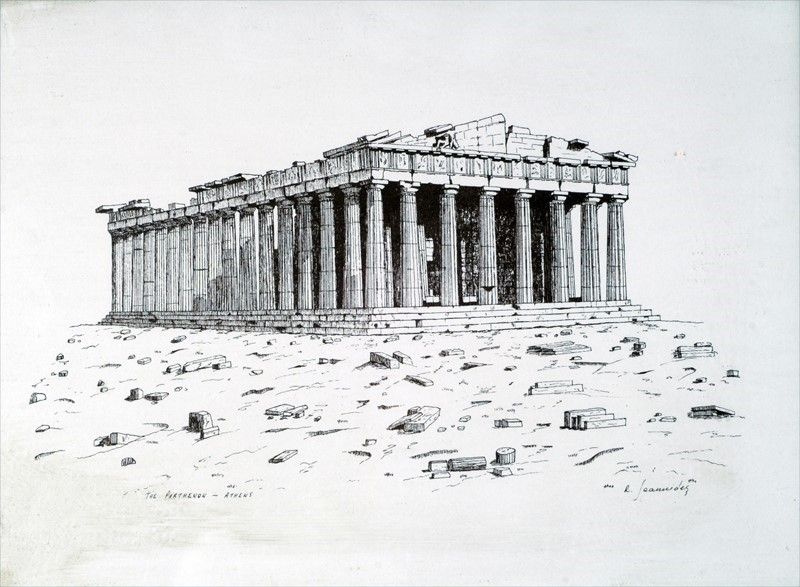 Anonimo, XX Sec. - Partenone; Cariatidi del Portico del Partenone