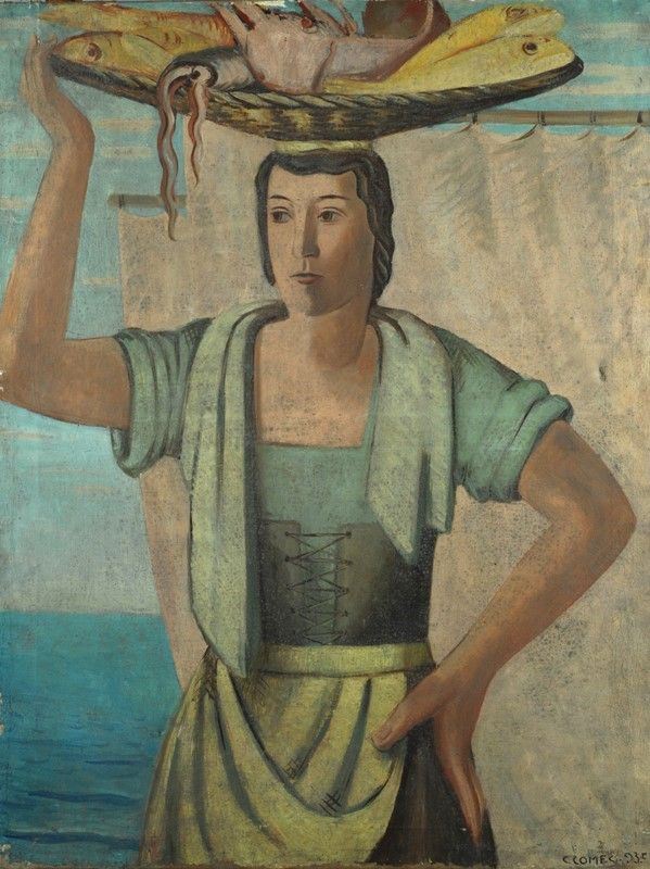 Carmelo Comes : Pescivendola  (1935)  - Olio su tela - Asta STORART - ARTE MODERNA E CONTEMPORANEA - IV - Galleria Pananti Casa d'Aste