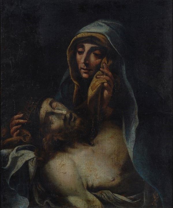 Scuola Spagnola, XVII sec. : Pietà  - Olio su tela - Auction STORART - I - Galleria Pananti Casa d'Aste