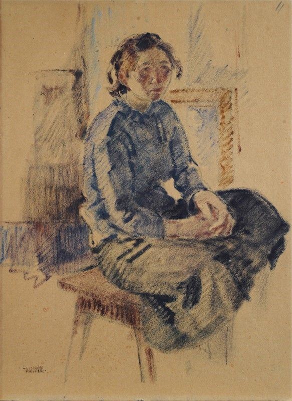 Giovanni Forghieri : Donna seduta  - Pastello su carta - Auction Arte Moderna e Contemporanea - III - Galleria Pananti Casa d'Aste