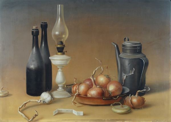 Proferio Grossi : Still life  (1970)  - Oil on hardboard - Auction MODERN ART - Galleria Pananti Casa d'Aste