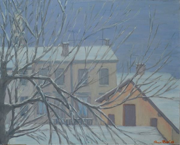 Anonimo, XX sec. : Snowy landscape  (1968)  - Oil painting on canvas - Auction MODERN ART - Galleria Pananti Casa d'Aste