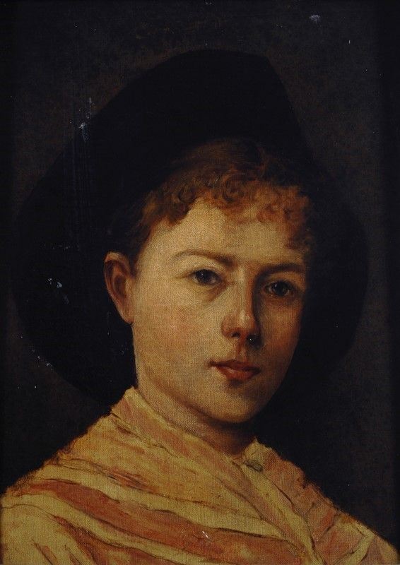 Scuola Veneta, XIX sec. - Ritratto di ragazzo con cappello 